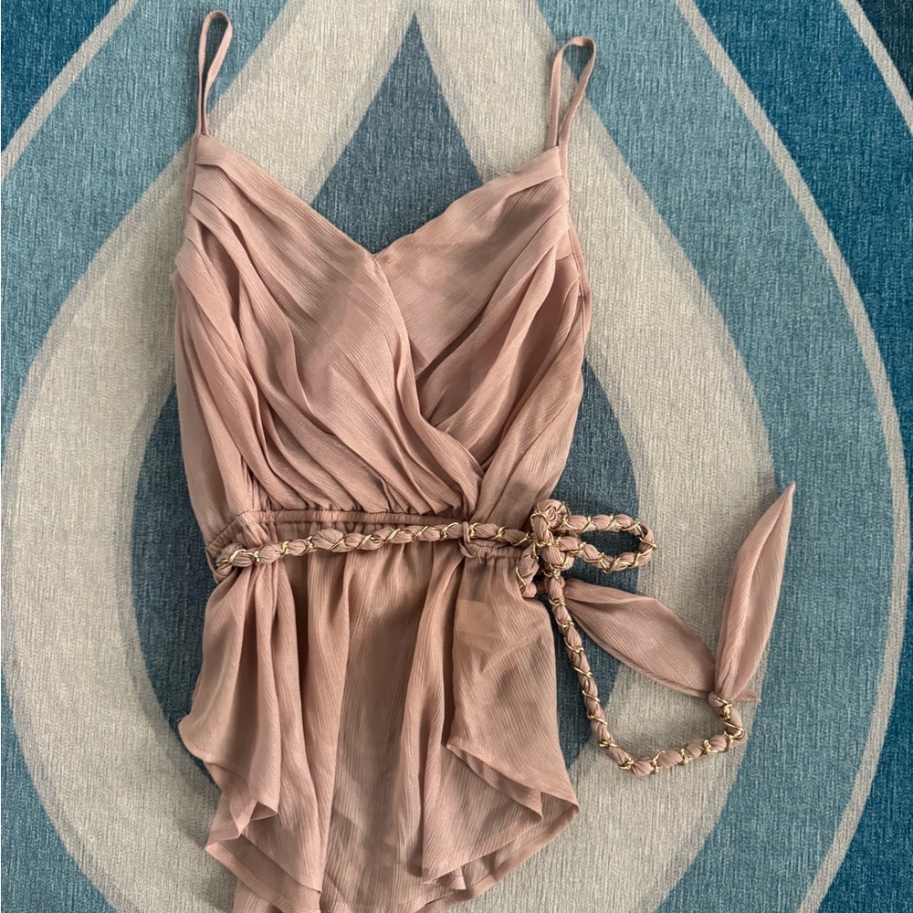 Blush Pink Goddess Tank with with Braided Belt